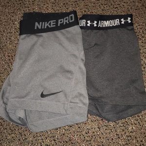 1 nike pro spandex, 1 under armour spandex